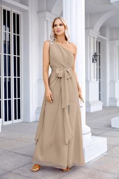 Ladies Chiffon One Shoulder Bridesmaid Evening Dress Wedding Party Evening Dress 28133-numbersea Violin Concert, One Shoulder Bridesmaid, Military Ball, Black Tie Event, Wedding Party Dresses, Empire Waist, Formal Occasion, Black Tie, No Se