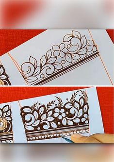 two pictures of some type of paper with designs on it