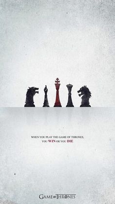 the poster for game of thrones is shown with chess pieces on top of each other