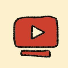 a drawing of a red play button with an arrow pointing to the left and right