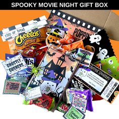 the spooky movie night gift box is packed with halloween candy and candies