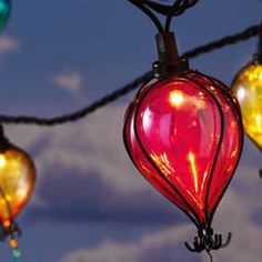 colorful heart shaped lights hanging from a string