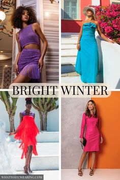 Bright Winter Palette Outfits, Dream Wardrobe Bright Winter, Bright Winter Celebrities, Clear Winter Hair Color Colour Palettes, Bright Winter Color Palette Makeup, Bright Clear Winter Color Palette, Clear Winter Palette