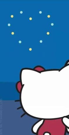 an image of hello kitty with stars in the sky