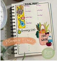 a recipe book with an image of grocery list