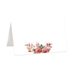 a card with watercolor flowers on the front and back, in pinks and reds