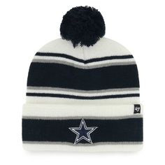 a black and white beanie with a star on it