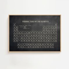 a blackboard with the number of elements on it in front of a white wall