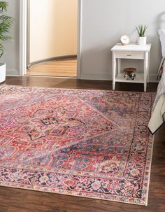 8' x 8' rug for dining room at The Q Pink Rug Living Room, Red Rug Living Room, Red Persian Rug, Living Room Bed, Bedroom Red, Bed In Living Room, Room Bed, Square Rugs, Square Rug