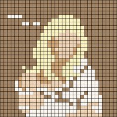 a cross stitch pattern with a woman's face in the center and hands on her chest