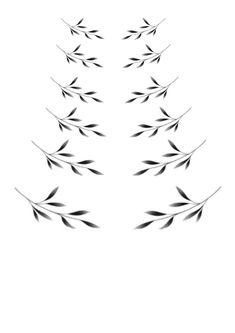 an abstract black and white image of leaves on a white background in the shape of a tree