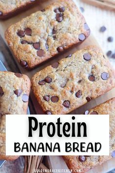 chocolate chip protein banana bread with text overlay