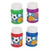 four colorful pill bottles with different designs on them