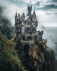 an old castle sitting on top of a cliff