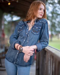 Wrangler Denim Shirt, Western Girl, The Ranch, Boho Clothing, Western Wear, Denim Shirt, Boho Outfits, Unique Fashion