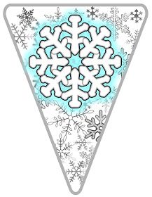 a triangle with snowflakes on it in the shape of a christmas ornament