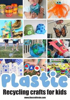 A range of ideas to help recycle plastic waste for kids Recycling Crafts For Kids, Recycling For Kids, Trash Into Treasure, Recycling Crafts, Train Projects, Help The Planet, Plastic Recycling, Easy Activities