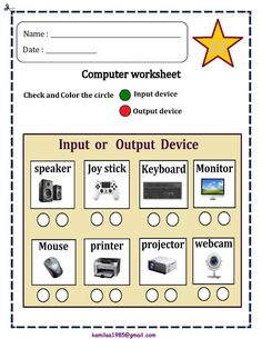 a computer worksheet with pictures and words