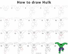 how to draw hulk from the incredible spider - man in easy step by step instructions