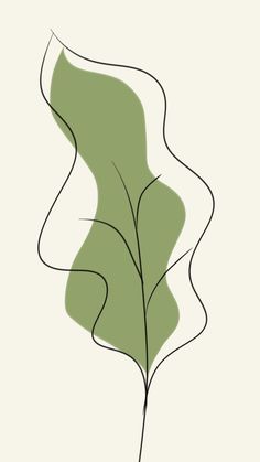 a drawing of a green leaf on a white background