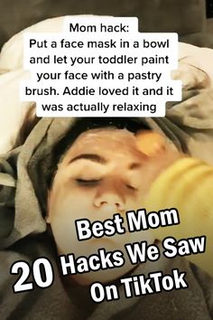 a woman laying in bed with her face covered by a blanket and text reading best mom hacks we saw on tiktok