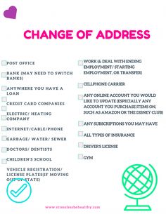 a poster with the words change of address and an image of a globe on it