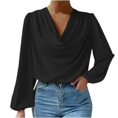 Product Description: Product description: Season: four seasons Gender: Female Occasion: leisure, party, daily, Style: fashion Sleeve length: full length Length: normal Suitable for: women Thickness: medium Washing method: cold hand washing, hanging or drying You can buy: 1PC women's shirts Size:S Bust:104cm/40.94'' Sleeve:55cm/21.65'' Length:61cm/24.02'' Size:M Bust:108cm/42.52'' Sleeve:56cm/22.05'' Length:62cm/24.41'' Size:L Bust:112cm/44.09'' Sleeve:57cm/22.44'' Length:63cm/24.80'' Size:XL Bus Blouse 2023, Bishop Sleeve Blouse, Long Sleeve Chiffon Shirt, Satin Bluse, Stil Elegant, Chiffon Long Sleeve, Fashion Blouse, U Neck, Black White Pink