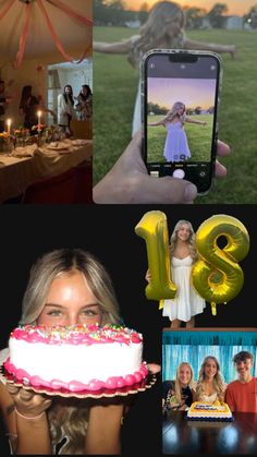 a collage of photos with the number twenty eight on it and people holding up their cell phones