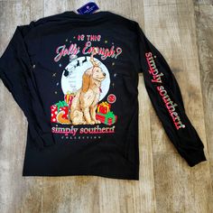 This Is A Cute Simply Southern Christmas "Is Thos Jolly Enough" Shirt That Is Long Sleeve And Great For The Christmas Season Simply Southern Christmas Shirts, Simply Southern Shirts, Southern Christmas, Dark Blue Shirt, Preppy Southern, Tea Shirt, Southern Shirts, 2023 Christmas, Tie Dye Long Sleeve