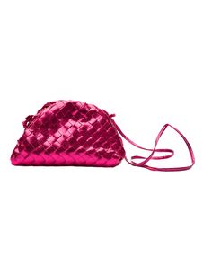 Steven Dann Small Metallic Woven Pouch in pink. All Sale Merchandise is FINAL SALE. Woven metallic. Crossbody Strap 54" and adjustable. Approx. 9x3x5". Magnetic frame closure. Single compartment. Pink Mobile Phone Evening Pouch Bag, Pink Pouch Clutch For Mobile Phone, Pink Mobile Phone Pouch Clutch, Pink Pouch Evening Bag, Pink Evening Bag For Mobile Phone, Pink Evening Pouch Shoulder Bag, Pink Clutch Pouch With Dust Bag, Pink Clutch Pouch For Evening, Pink Evening Clutch Pouch