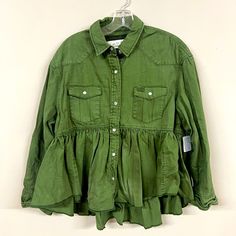 Free People *With Flaws* Army Jacket In Green Tucked Waste Flare High Low *Flaws: Still Has Tags But Has 2 Snaps Missing As Show. In Last 2 Photos * Size Extra Small Appropriate Measurements Bust: 23 Length: 22-27 Army Jacket, Free People Jacket, Jacket Buttons, 2 Photos, High & Low, High Low, Free People, Jackets & Coats, Jackets For Women