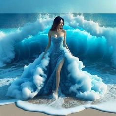 Ocean Dress Inspiration, Sea Inspired Outfits, Ocean Inspired Dress, Ocean Dress, Personaje Fantasy, Fantasy Dresses, Fantasy Gowns, Pretty Prom Dresses, Fairytale Dress