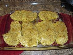 a casserole dish with four pieces cut out on the bottom and one piece in the middle