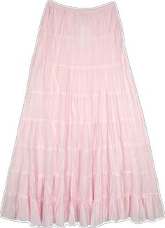 Tiered Long Skirt, Long Tiered Skirt, Skirt Tiered, Pink Clothing, Baby Pink Colour, Hippie Look, Trendy Skirts, Functional Fashion, Fall Wear