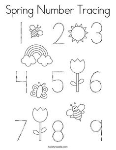 the numbers and symbols for spring are shown in this printable worksheet, which includes