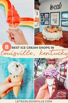 ice cream shops in bousvillee kentucky with text overlay that reads 8 best ice cream shops in boussvillee kentucky