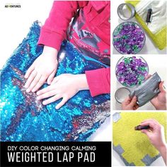 the instructions to make a sequined lap pad