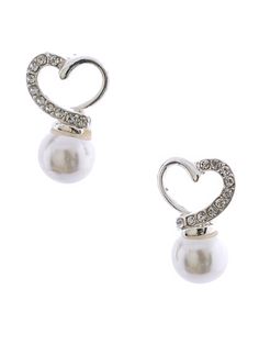 Silver Plating Faux Pearl Heart Shape Earrings Heart Shape Earrings, Pearl Heart, Heart Shaped Earrings, Heart Shape, Faux Pearl, Heart Shapes, Plating, Silver