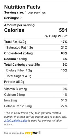 the nutrition label for an appliance that shows calories and calories per serving