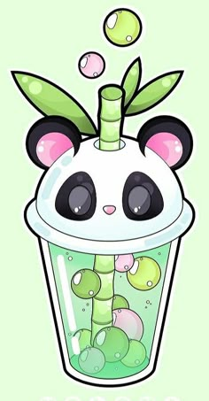 a cartoon panda bear in a blender filled with liquid and bubbles, making it look like