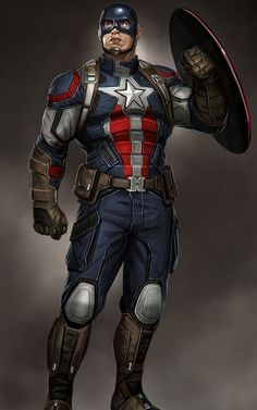 a drawing of captain america holding a shield