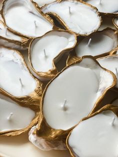 Oyster Shell Candles | Candle Making | Seashell Candle Ideas Oyster Shell Candle, Seashell Candles, Oyster Shell Crafts, Shell Decorations, Shell Candles, Keramik Design, Shell Decor, Seashell Crafts, Shell Art