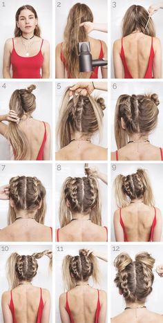 Tutorial: Space Buns  Festival Hair  #Buns #festival #hair #Space #Tutorial #beauty #makeup #skincare Hair Diy Styles Easy, Festival Hair Tutorial, Dutch Braid Hairstyles, Space Buns, Braided Hairstyles Tutorials, Easy Hairstyles For Long Hair, Braids For Long Hair