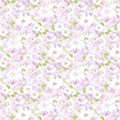 a white and purple flowered background with green leaves on the bottom right corner, in pastel shades