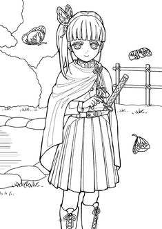 Coloring Pages Demon Slayer, Demon Slayer Kanao, Rose Coloring Pages