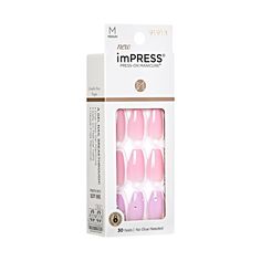 The NO GLUE Mani! NEW & IMPROVED adhesive for a secure fit that lasts for up to 7 days. imPRESS Medium Press-On Nails are slim and super comfortable. Gel nails look & feel like your natural nails, and no glue is needed!