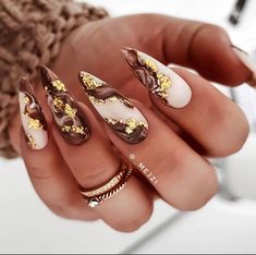 Mum Nails, Shell Nails, Marble Nail Designs, Wow Nails, Autumn Ideas, Galaxy Nails, Brown Nails, Marble Nails, Gel Nail Designs