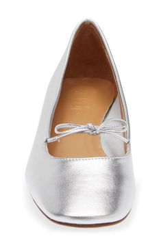 Always look poised in this ballet-inspired pump showcasing a slender tie and a smooth napa leather upper for a luxe feel. 1 1/4" heel Leather upper, lining and sole Made in Italy Silver Pumps, Black Suede Pumps, Rollerball Perfume, Blue Pumps, Walker Shoes, Flip Flop Slippers, Clear Heels, Ballet Pumps, Silver Heels