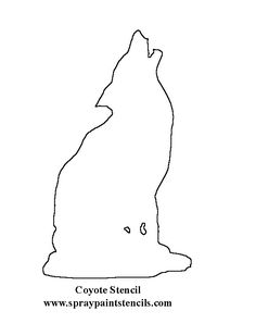 a black and white drawing of a wolf's head with the words coyote stencil on it