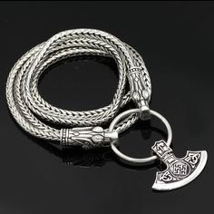 Stainless Steel Unisex One Size Fits Most Fast Shipping Viking Jewelry Mens Silver, Mjolnir Pendant, Necklace Chain Types, Viking Pendant, Viking Necklace, Mens Accessories Jewelry, Timeless Treasures, Silver Man, Nordic Style